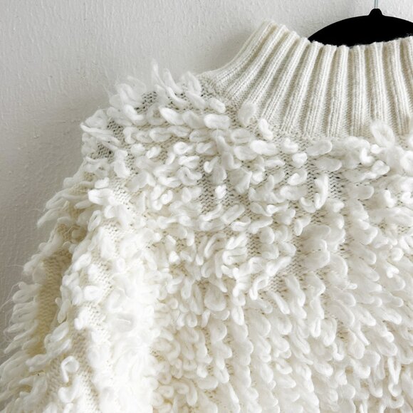 ANTHROPOLOGIE MAEVE Callahan Mock-Neck Loop-Stitch Sweater in Cream/Ivory - Picture 9 of 10